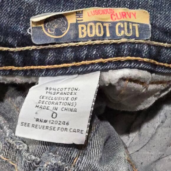 Wallflower Dark Washed Blue Denim Luscious Curvy Bootcut Jeans - Picture 3 of 6